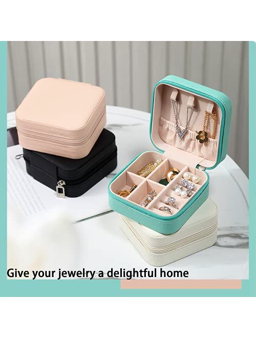 BeBeGee Jewelry Display Portable Travel Jewelry Organizer Box Storage Case Holder Box Set for Rings, Necklaces, Bracelets, Earrings for Women,Comes with A Free Random Bea