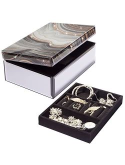 Timetrace Large Diamante Glass Jewelry Box Jewelry Organizer Storage Decorative Box Organizer for Women Girls Luxurious Gift