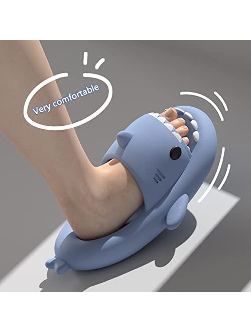Kouzhaoa Cute Cartoon Shark Slippers For Women Men, Quick Drying Non-Slip Shark Slides, Bathroom Slippers Gym Slippers Soft Sole Open Toe House Slippers Casual Beach Slip