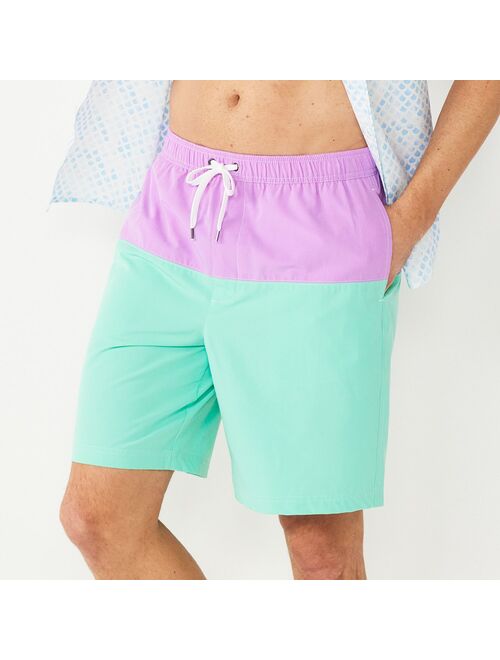 Men's Sonoma Goods For Life® 9-Inch Colorblock Full Elastic-Waistband Swim Trunks
