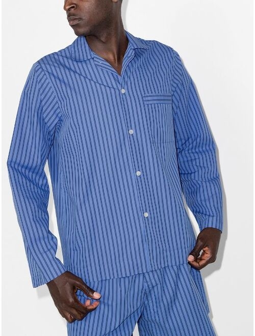 TEKLA striped poplin pajama shirt