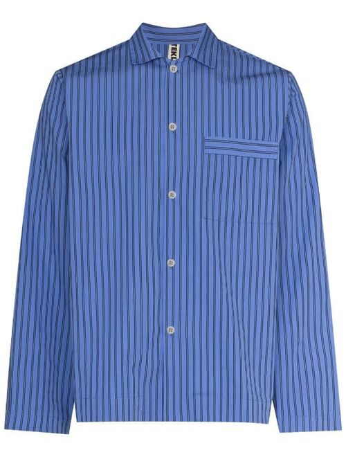 TEKLA striped poplin pajama shirt