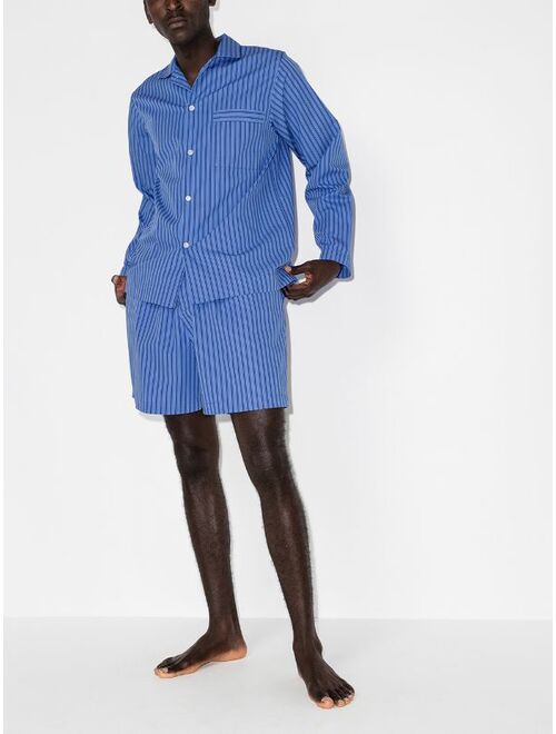 TEKLA striped poplin pajama shirt
