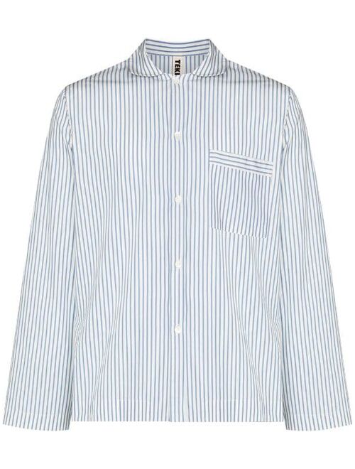 TEKLA striped poplin pajama shirt