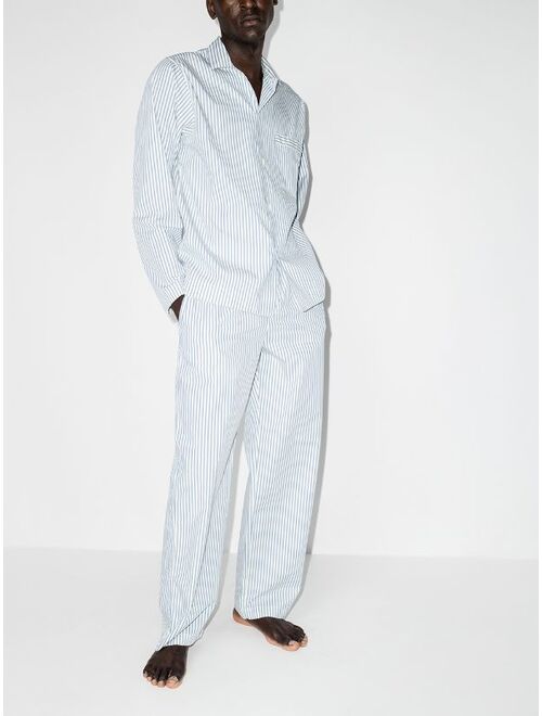 TEKLA striped poplin pajama shirt