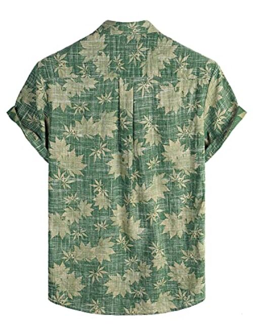 VATPAVE Mens Front Pocket Hawaiian Shirts Casual Short Sleeve Button Down Beach Shirts
