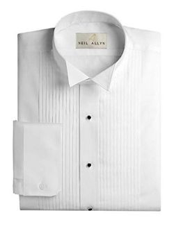 Best Tuxedo Men's Slim FIT Wing Collar 1/4" Pleats Formal Tuxedo Shirt