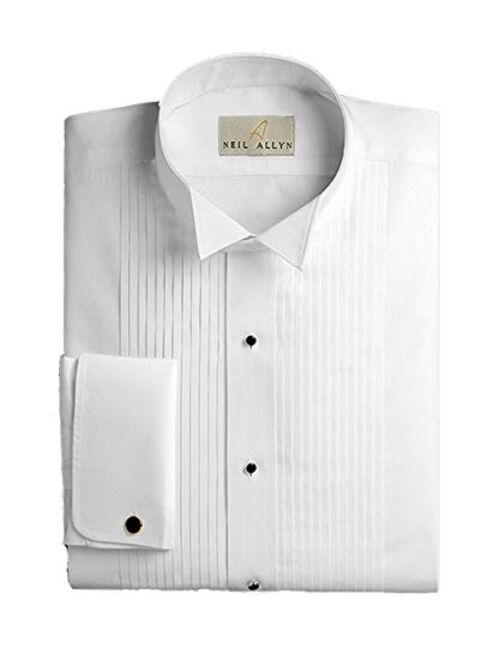 EZ Tuxedo Neil Allyn 1/4 Pleat Cotton Wing Collar Shirt with French Cuffs