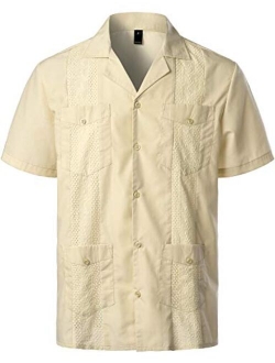 VATPAVE Mens Short Sleeve Button Down Cuban Guayabera Shirts