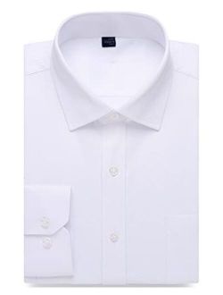 Alimens & Gentle Men's Basic Business Dress Shirt Regular Fit Long Sleeve Solid Color Button Down Shirts