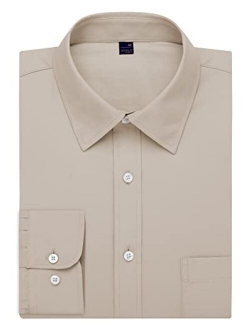 Alimens & Gentle Men's Basic Business Dress Shirt Regular Fit Long Sleeve Solid Color Button Down Shirts