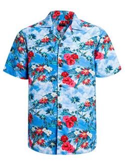 Tropical Storm Hawaiian Shirts for Men Short Sleeve Regular Fit Mens Floral Shirts