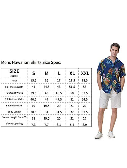 Damipow Hawaiian Shirts for Men Short Sleeve Aloha Beach Shirt Floral Summer Casual Button Down Shirts