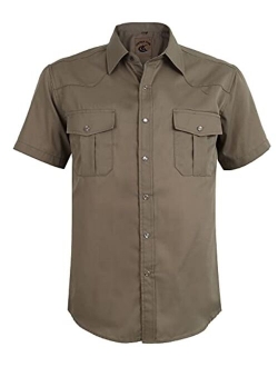 COEVALS CLUB Men's Western Cowboy Short Sleeve Pearl Snap Casual Plaid Work Shirts
