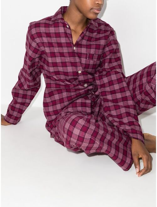 TEKLA flannel checked pajama shirt