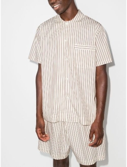 TEKLA vertical-stripe short-sleeve pajama shirt
