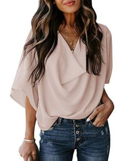 Womens Blouses and Tops Short Sleeve Chiffon Shirts and Tops