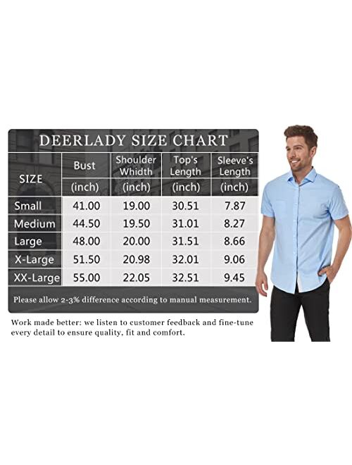 Deer Lady Men Dress Shirts Short Sleeve Regular Fit Casual Button Down Shirts Work Shirt