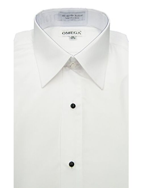 OmegaTux Men's Microfiber Tuxedo Dress Shirt Laydown Collar, Non Pleat