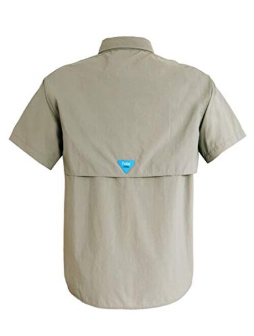Tuna Men's UV UPF 50+ Sun Protection Soild Anti-Static Waterproof Breathable Fast Dry SPF Hiking Fishing Short Sleeve Shirts
