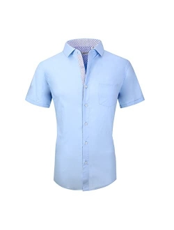 Alex Vando Mens Dress Shirts Casual Regular Fit Short Sleeve Men Button Down Shirt
