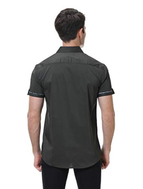Alex Vando Mens Dress Shirts Casual Regular Fit Short Sleeve Men Button Down Shirt