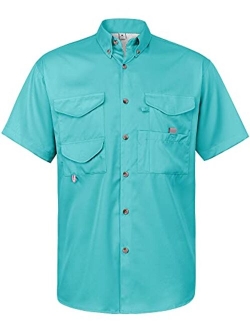 Alimens & Gentle Short Sleeve Fishing Shirt Wicking Fabric Sun Protection Casual Button Down Shirts