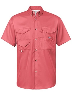 Alimens & Gentle Short Sleeve Fishing Shirt Wicking Fabric Sun Protection Casual Button Down Shirts