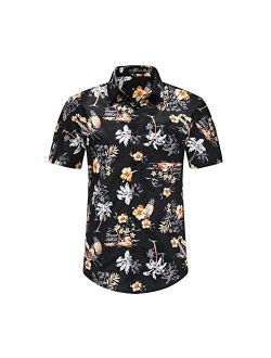 DOOPCCOR Hawaiian Shirt for Men Short Sleeves Printed Button Down Summer Beach Dress Shirts