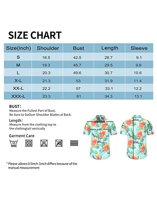 DOOPCCOR Hawaiian Shirt for Men Short Sleeves Printed Button Down Summer Beach Dress Shirts