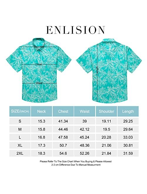 Enlision Men's Hawaiian Shirts Short Sleeve Floral Aloha Casual Button Down Tropical Shirts Summer Holiday Hawaii Beach Shirt
