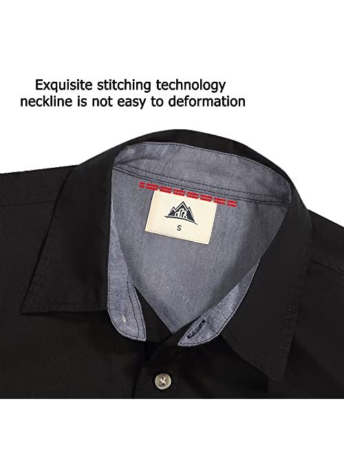 Pooluly Men's Casual Shirts Button-Down Work Shirt Short Sleeve Breathable Workwear