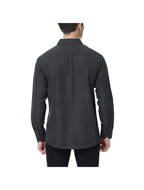 ENSO ELARDER Mens Printed Casual Button Down Long Sleeve Shirts Regular Fit Dress Shirts for Men