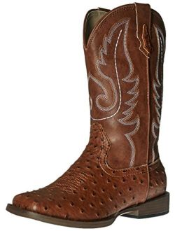 Square Toe Faux Ostrich Western Boot