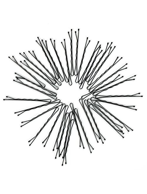 DAIKOYE Bobby Pins,300 Pcs Black Hair Pins with Box for Women Lady Girls Kids,Premium Wave Hairpins for All Hair Types(Black,2.2 Inch)