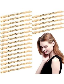 Aswewamt 100 Pcs Gold Bobby Pins Metal Twist Hair Clips Simple Hair Pin Bobby-pins Hairpins Hair Accessories for Women Thick Long Updo Hair Style
