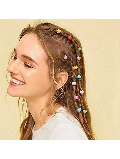 MLOLM 100 Mini Claw Hair Clips Rainbow Mini Hair Clip Tiny Plastic Plastic Hair Claws Hair Braids Maker Beads Head wear Hair Accessories for Kids Girls Women