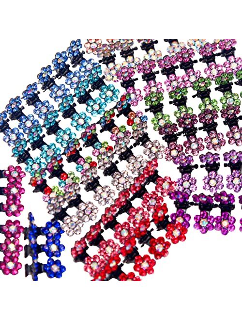 CELLOT 90 Pieces Girls Hair Claw Clips Crystal Rhinestones Tiny Hair Clips Mix Colored Flower Hair Bangs grips Butterfly Hair Clips for Kids Women Hair Accessories (6 X15