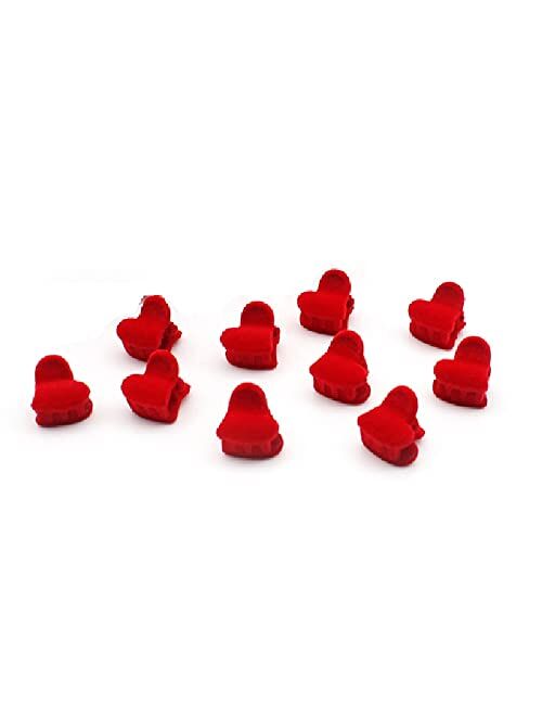 Hot&Sattion HOT & SATTION 30pcs Red Velvet Mini Hair Claw Clips Flower Heart Bow Hair Bangs Pin Small Hair Clips Clamps Non Slip Tiny Plastic Jaw Clips For Girls and Wome