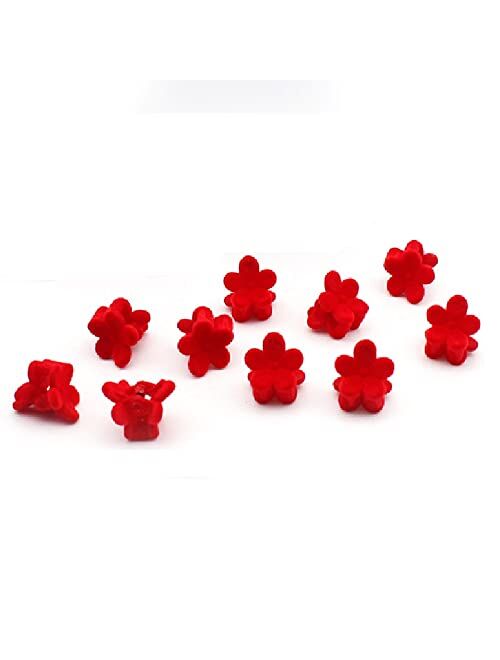 Hot&Sattion HOT & SATTION 30pcs Red Velvet Mini Hair Claw Clips Flower Heart Bow Hair Bangs Pin Small Hair Clips Clamps Non Slip Tiny Plastic Jaw Clips For Girls and Wome