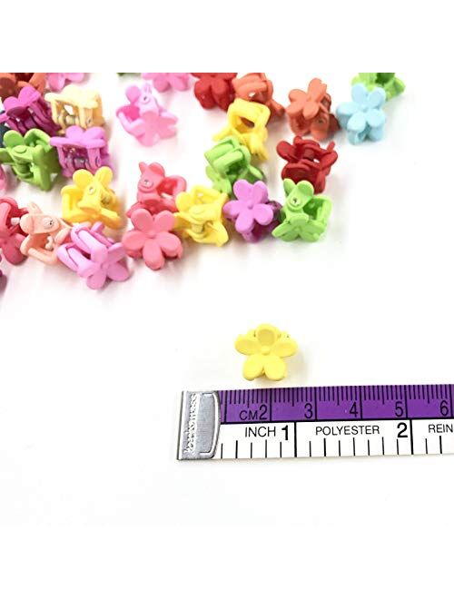 LiLiy 100 Pack Flower Hair Claw Clips Mini Small Hair Jaw Clips for Girls Assorted Baby Hair Clips Hair Accessories for Girls and Women Random Colors