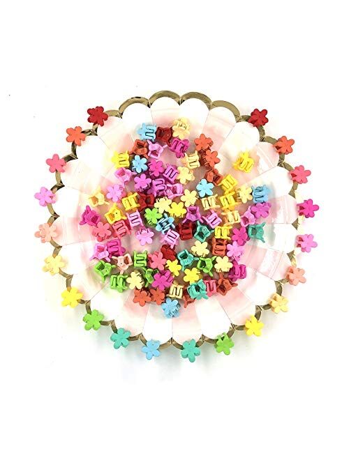 LiLiy 100 Pack Flower Hair Claw Clips Mini Small Hair Jaw Clips for Girls Assorted Baby Hair Clips Hair Accessories for Girls and Women Random Colors