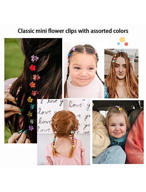 Generic Mini Hair Claw Clips for Girls, 50 Pcs Cute Flower Hair Claw with Box, Plastic Non-Slip Small Jaw Clips for Girls Baby Toddler Kids (Colorful)