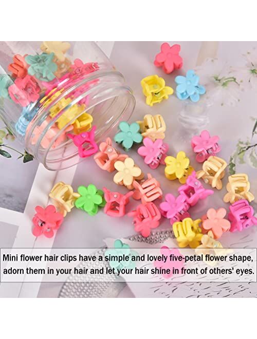 Generic Mini Hair Claw Clips for Girls, 50 Pcs Cute Flower Hair Claw with Box, Plastic Non-Slip Small Jaw Clips for Girls Baby Toddler Kids (Colorful)