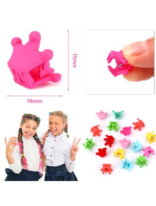 JANYUN 50 Pcs Colorful Mini Hair Claw Clips Clamps Accessories for Baby Toddler Girls Decorative Bun Thin Hair, Assorted Colors