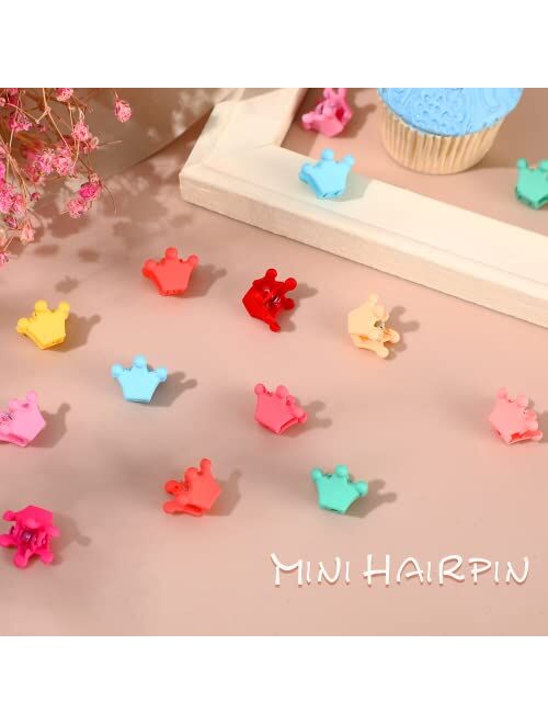 JANYUN 50 Pcs Colorful Mini Hair Claw Clips Clamps Accessories for Baby Toddler Girls Decorative Bun Thin Hair, Assorted Colors