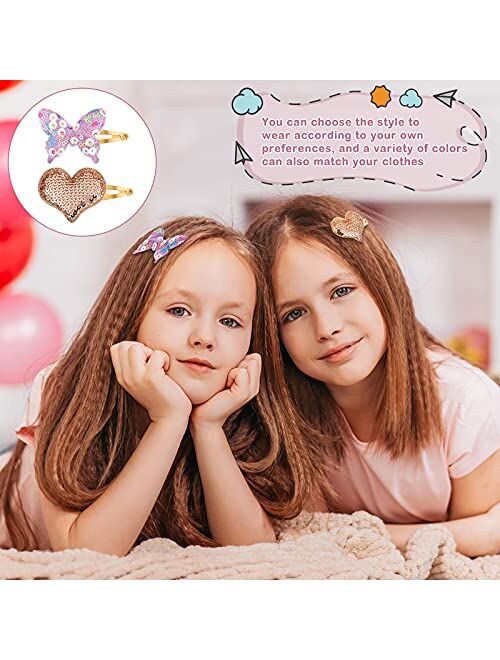 Chuangdi 24 Pieces Hair Clips for Toddler Girls Shiny Star Crown Heart Butterfly Rabbit Unicorn Shaped Kids Hair Barrettes Cute Hair Clips Metal Snap Hair Pins Glitter Ha