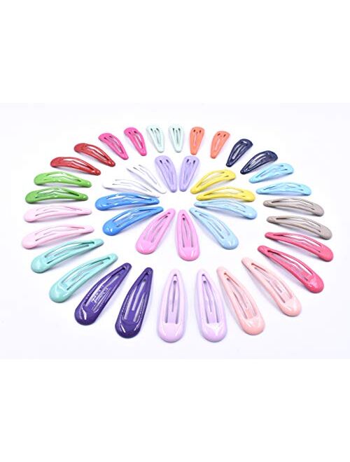 Art&Beauty 20 Pairs Assorted Color Glossy Snap Prong Clips Non-Slip Hair Clips Barrettes for Girls Ladies Women
