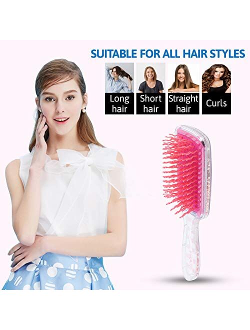 NIKAVI Hair Brush Princess Wholehearted HairBrush for Girls, Hairbrush for Women Curly Straight Long or Short Hair,Purple