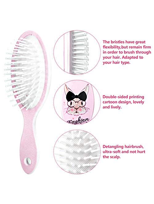 Boao 4 Pieces Hair Brush Detangler Brush with Soft Bristles Anti-Static Massage Comb Hair Brush for Women Girls Curly Straight Long or Short Hair